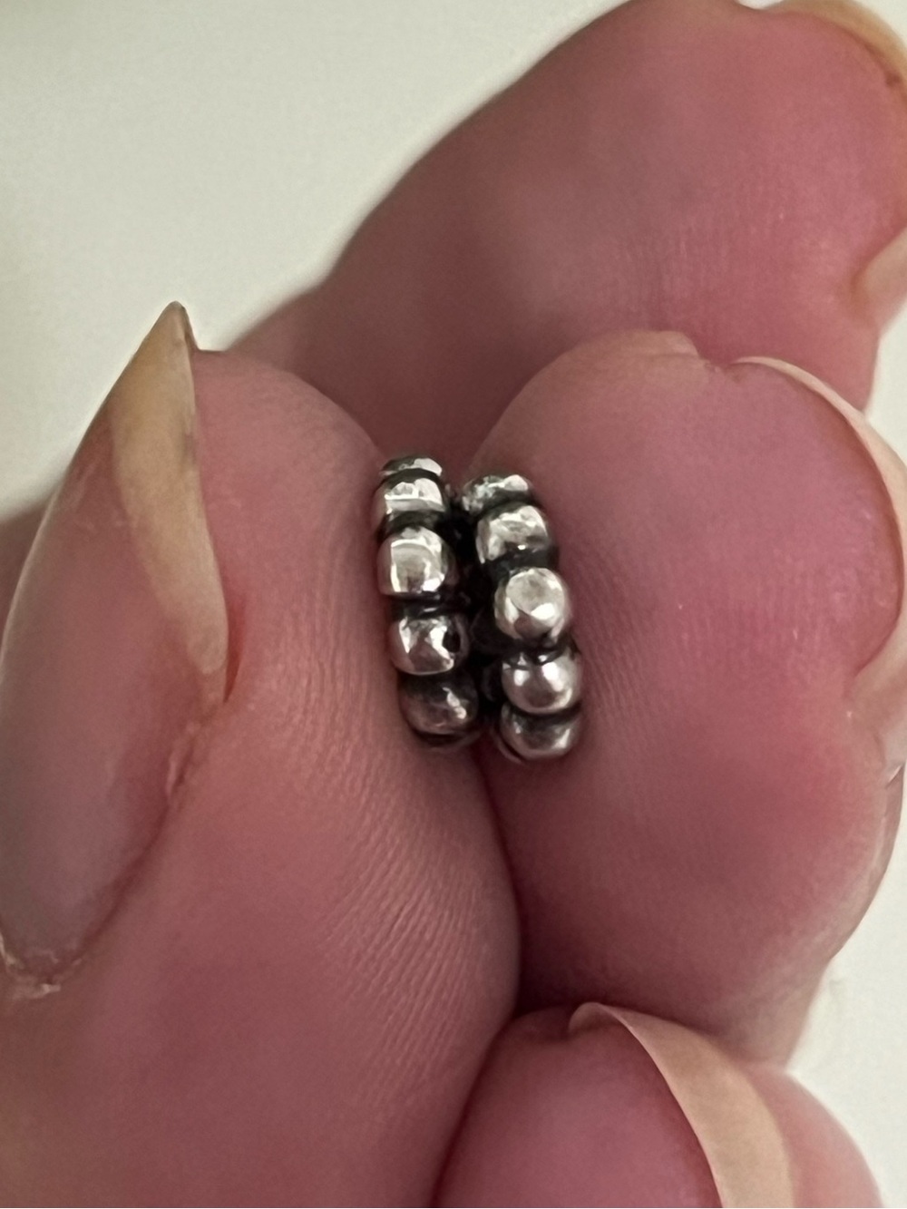 Pair of Retired Pandora Tiny Bubble Spacer Charms, 925, Vintage